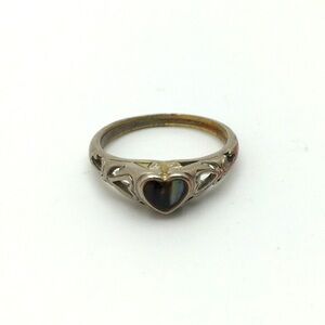 Distressed Filigree Abalone Shell Heart Ring